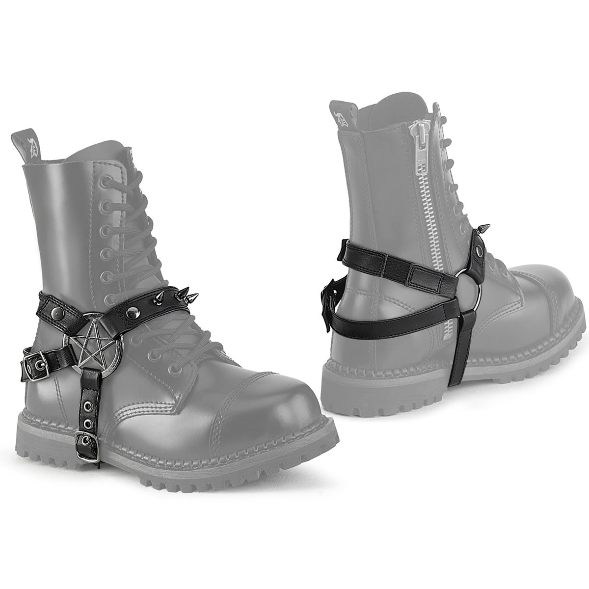 Leather boots with straps best sale