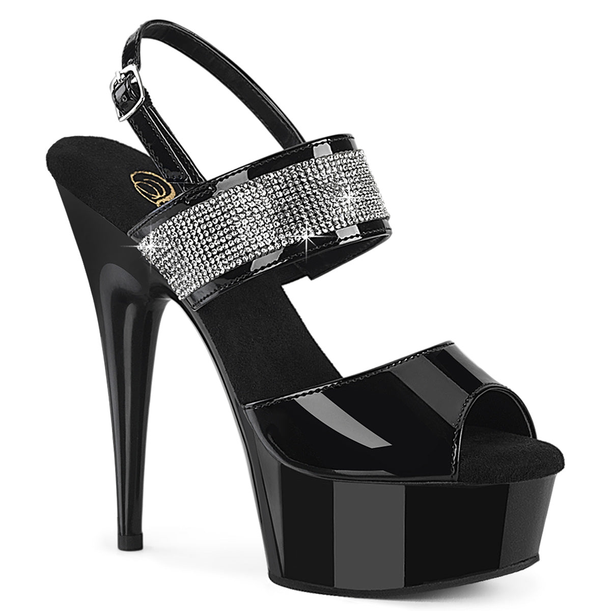 Pleaser Delight 639 Womens 6 Heel Platform Rhinestone Sandal Peep Toe Shoes Sling Back Shoes