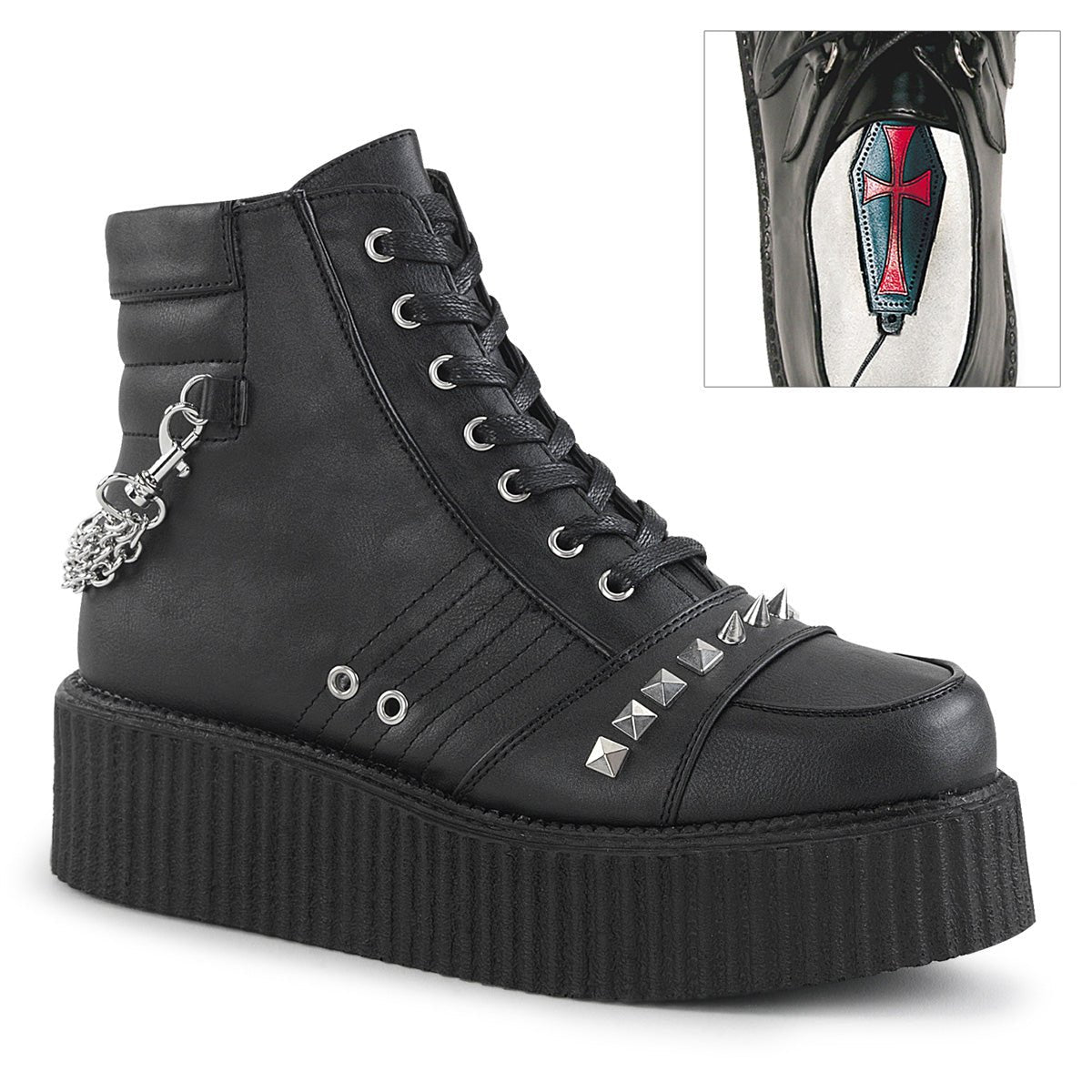 Clearance DemoniaCult V Creeper 565 Black Vegan Leather Mens Unisex Size 8UK 9USA from Clearance Sold By Alternative Footwear