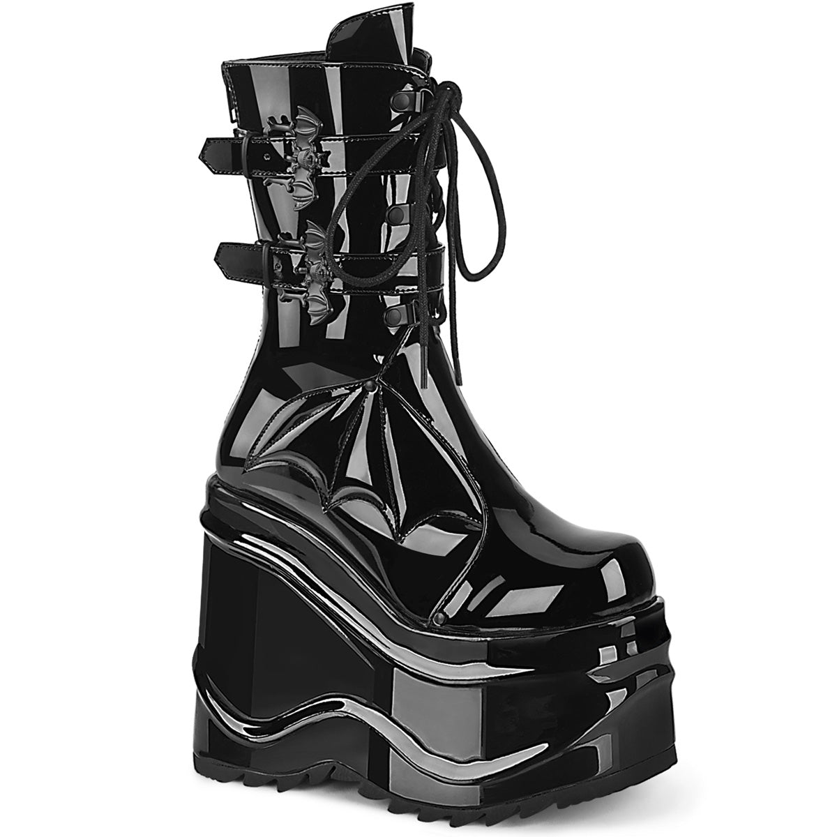 DemoniaCult Wave 150 Womens 6 Inch Heel Platform Calf Length Boots From Alternative Footwear