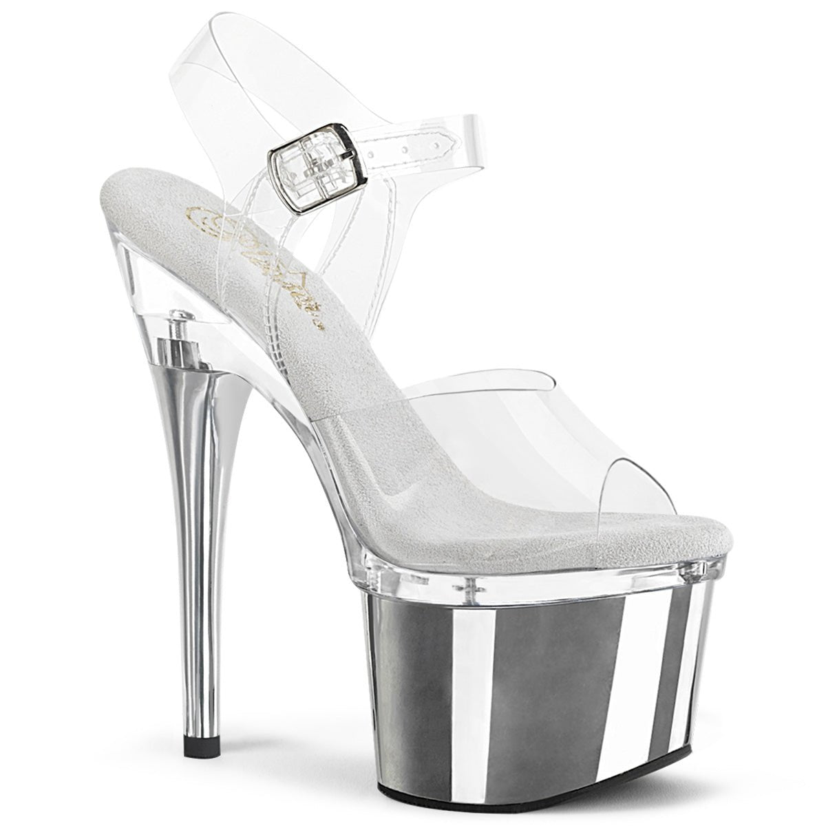 Clearance Pleaser Esteem 708 Clear Chrome Size 4UK 7USA from Clearance Sold By Alternative Footwear