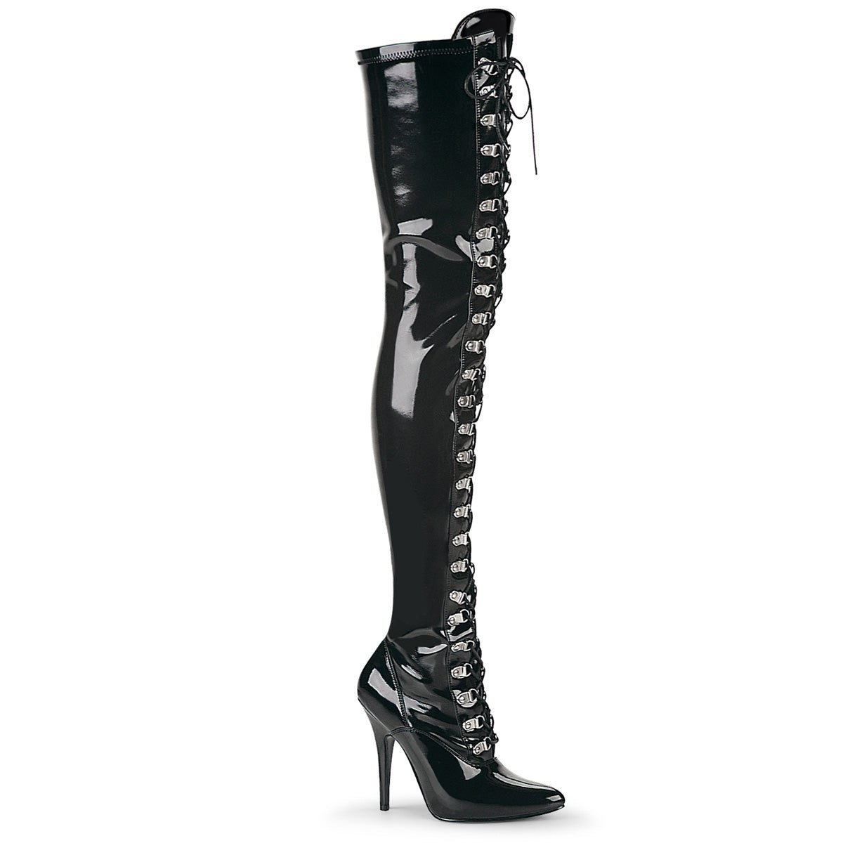 Pleaser lace up thigh high sales boots