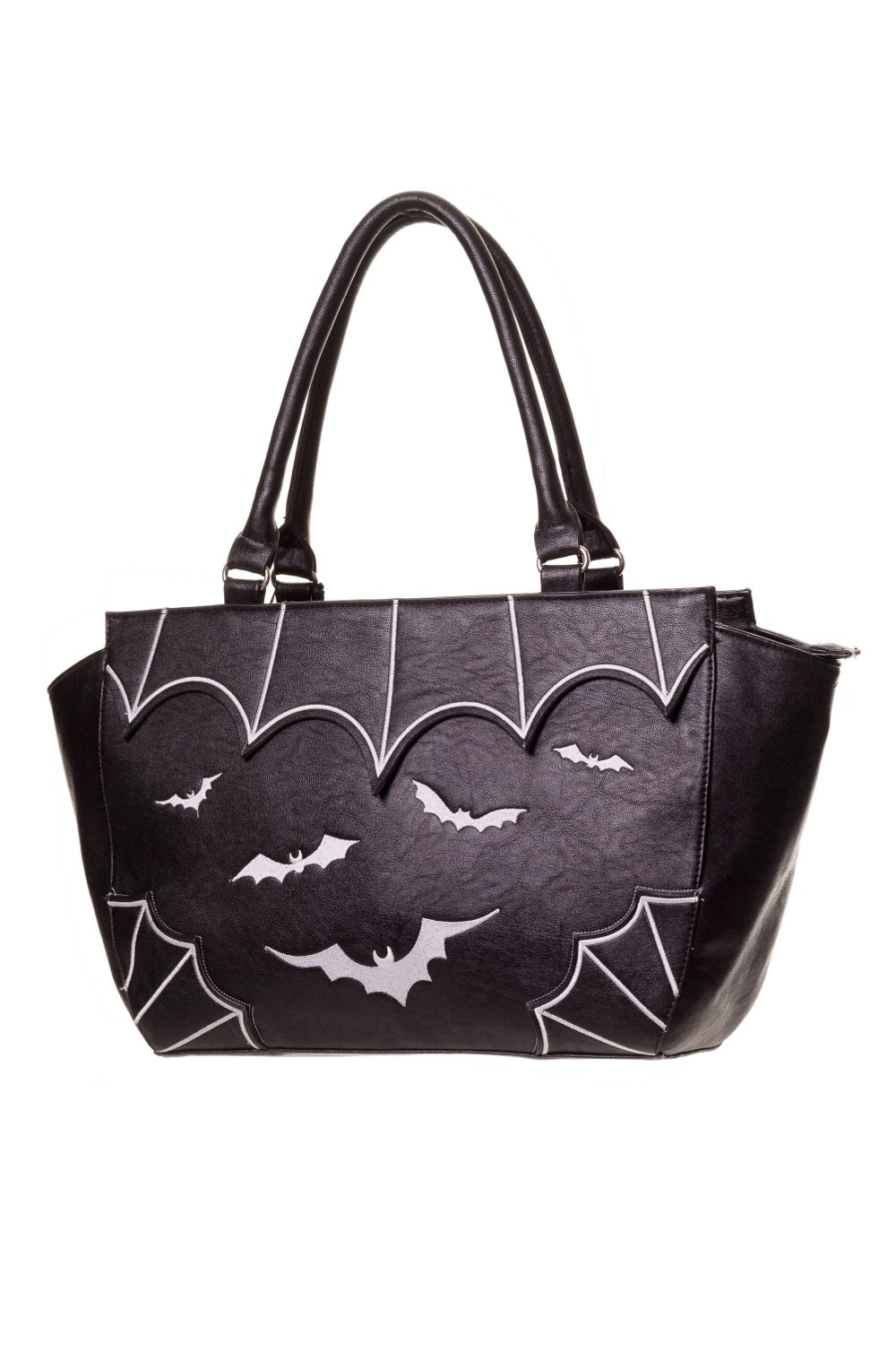 Banned Apparel BBN797 Black Faux Leather Handbag with Bats