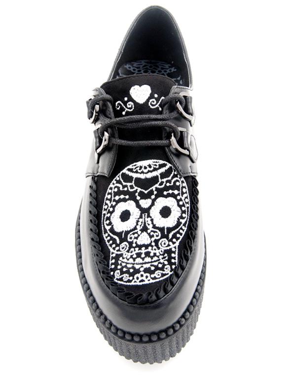 Banned BND-156 Sugar Skull Lace-Up Creepers