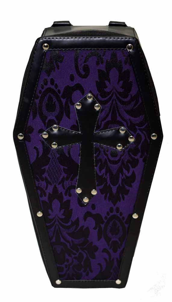 Dark Star Black Coffin Backpack with Lace and Cross