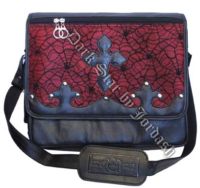 Dark Star Large Messenger Bag with Cobweb and Cross