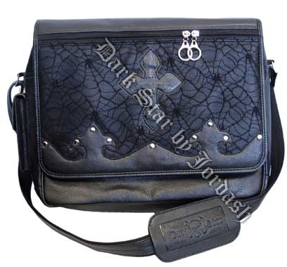 Dark Star Large Messenger Bag with Cobweb and Cross