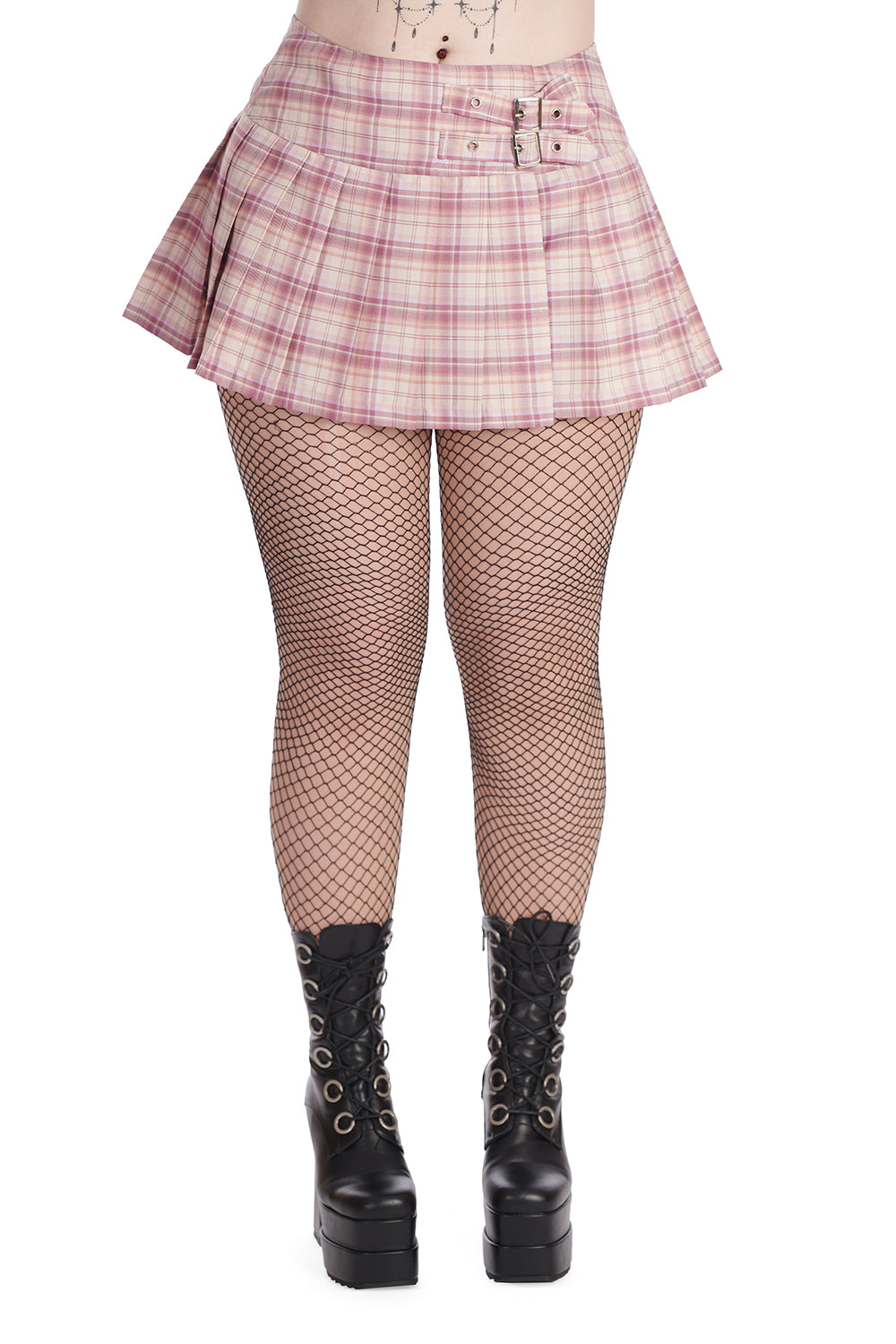 Banned Apparel Pink and White Flared Mini Skirt