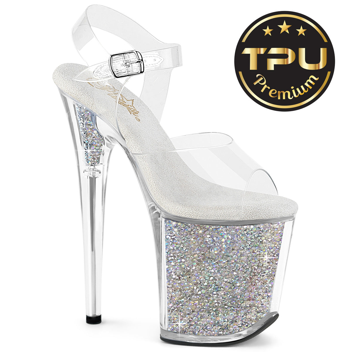 Pleaser Flamingo 808PREM-RSI Womens 8 Inch Heels Platform Pole Dancing Rhinestone Sandals