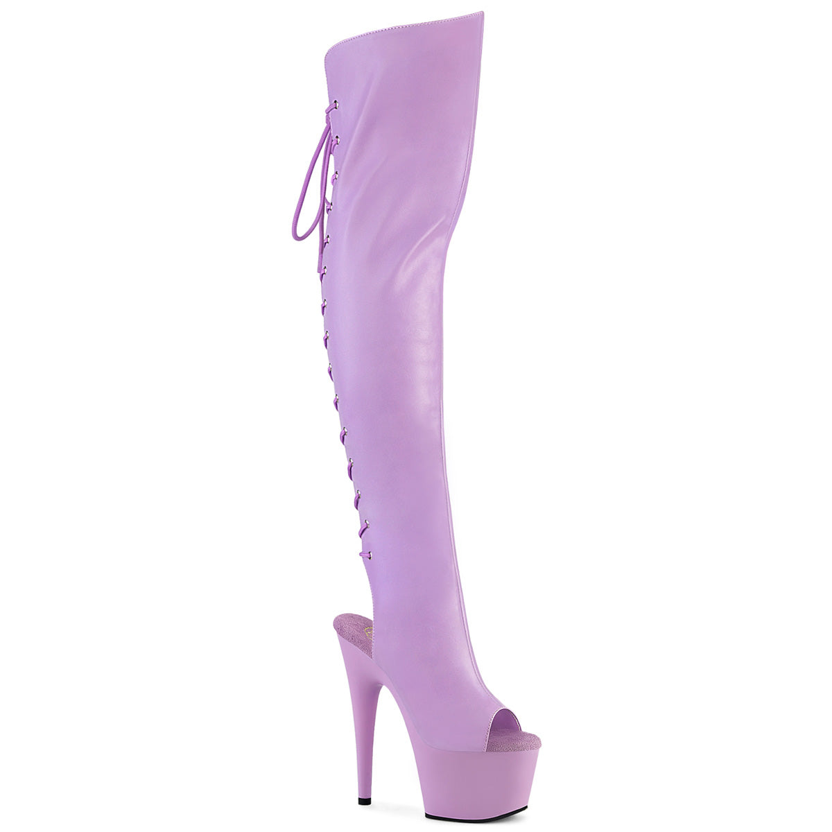 Pleaser Adore 3019 Womens 7" Heel, Platform Back Lace Peep-Toe Thigh Boots