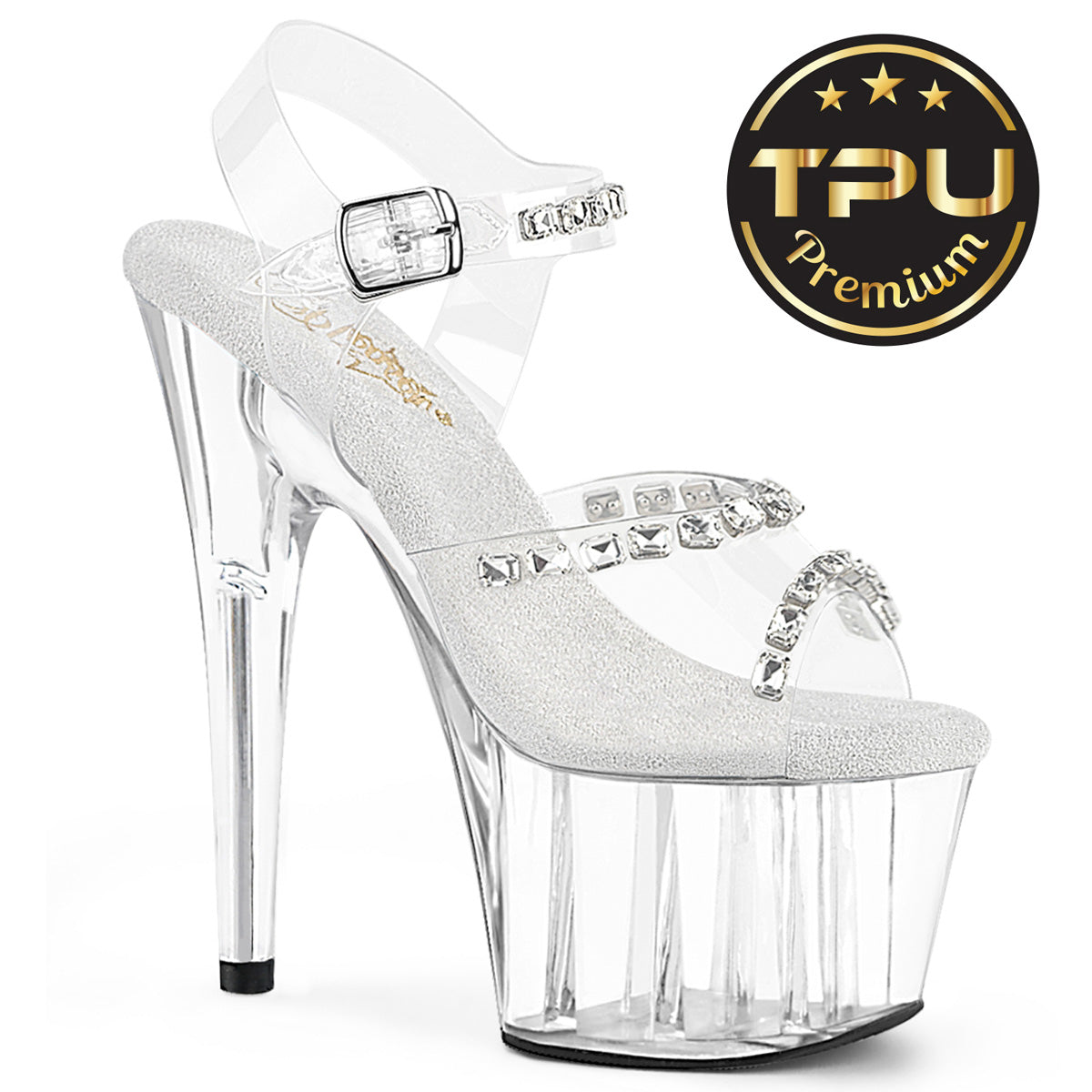 Pleaser Adore 708PREM-STN Womens 7 Inch Heel, Platform Pole Dancing Rhinestone Sandal