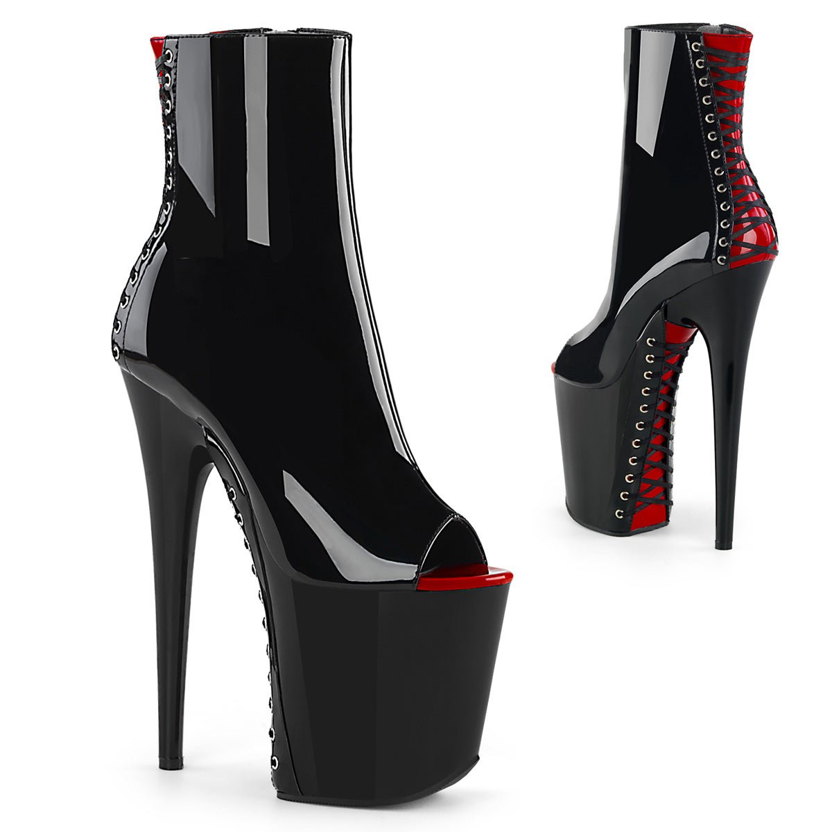 Clearance Pleaser Flamingo 1025 Black/Red Size 5UK/8USA - From Clearance Sold By Alternative Footwear