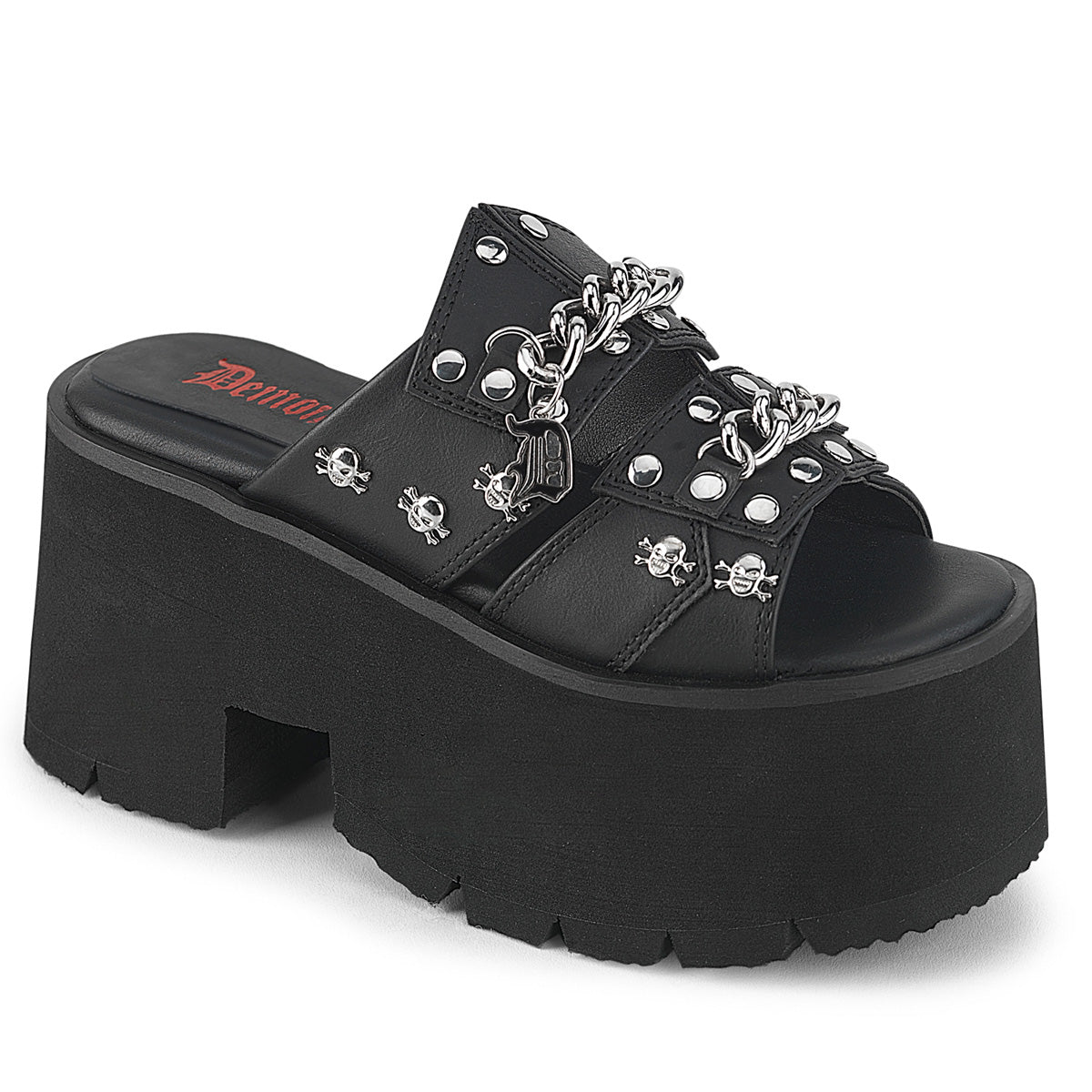 DemoniaCult Ashes 08 Womens 3 1/2" Heel, Double Strap Slide Sandals