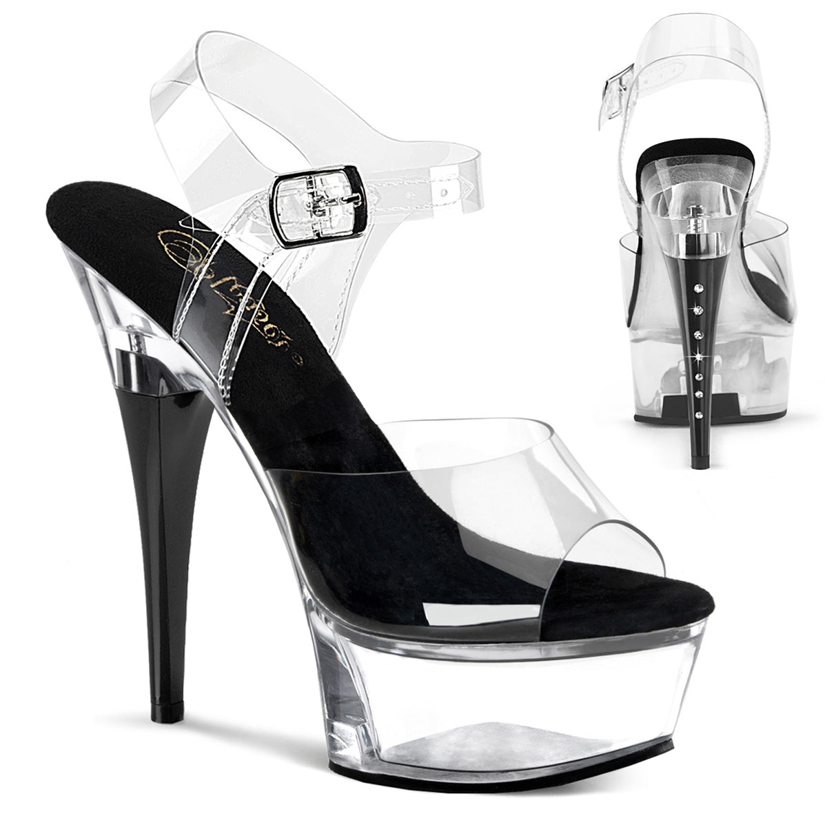 Pleaser Captiva 608 Womens 6" Heel, Platform Pole Dancing Rhinestone Sandal