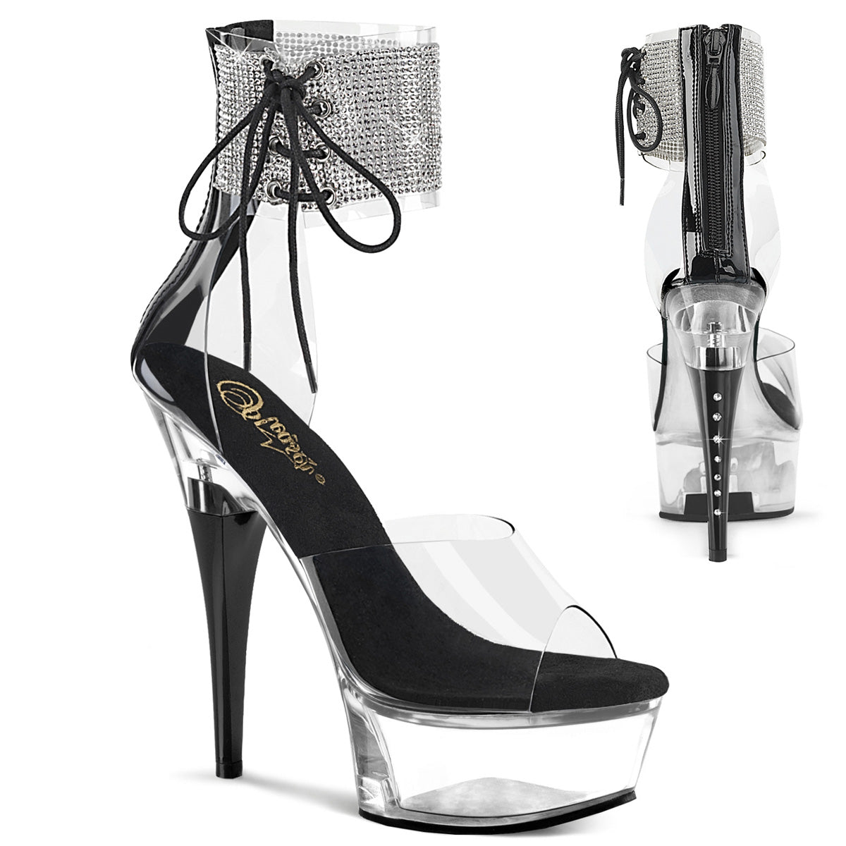 Pleaser Captiva 624RS Womens 6" Heel, Platform Pole Dancing Rhinestone Sandal