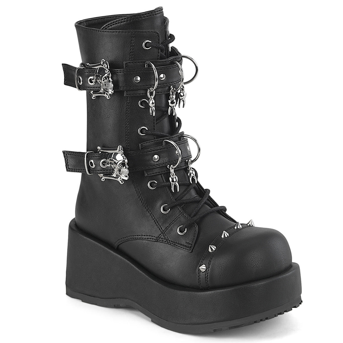 DemoniaCult Cubby 54 Womens 2 3/4" Platform lace Front Ankle Boots with Buckle Straps