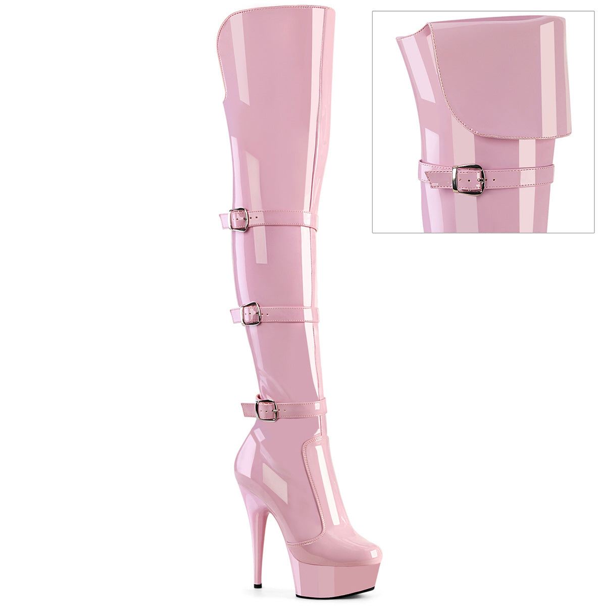 Pleaser Delight 3018 Womens 6 Inch Heel Platform Back Lace Thigh Boots