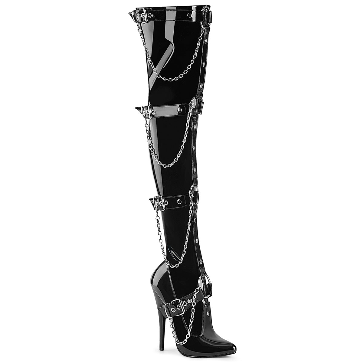 Devious Domina 3027 Womens 6 Inch Heel, Stretch Fit, Single Sole Thigh Length Boots