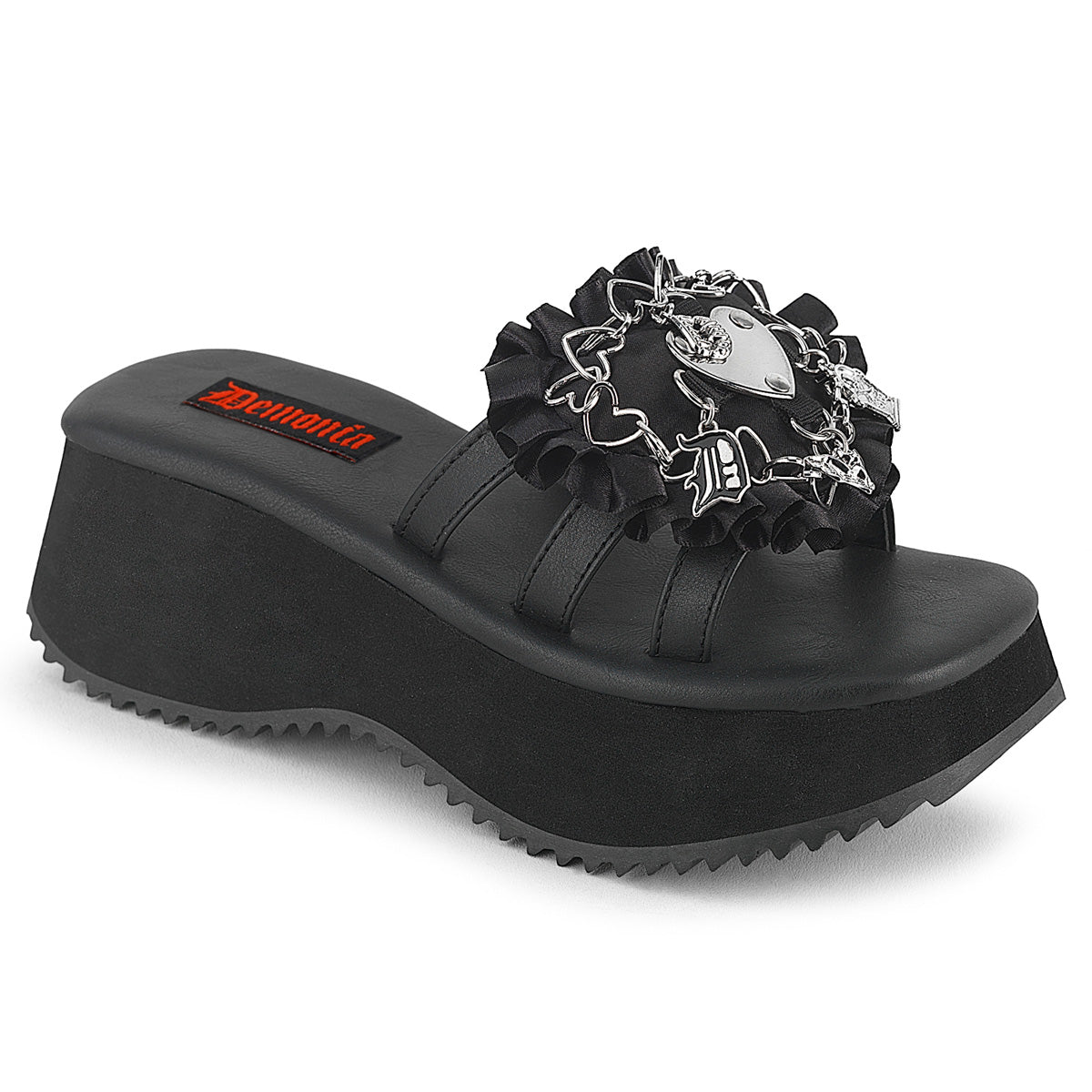 DemoniaCult Flip 16 Womens Sandals, Triple Banded Mules/Slip-Ons