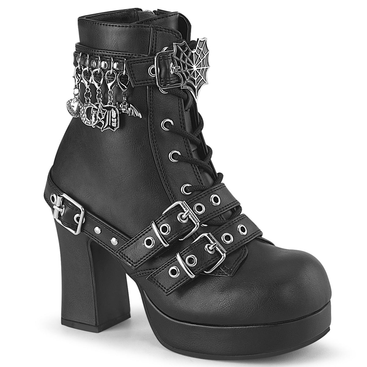 DemoniaCult Gothika 66 Womens 2 3/4" Chunky Heel, Lace-Up Platform Ankle Boots