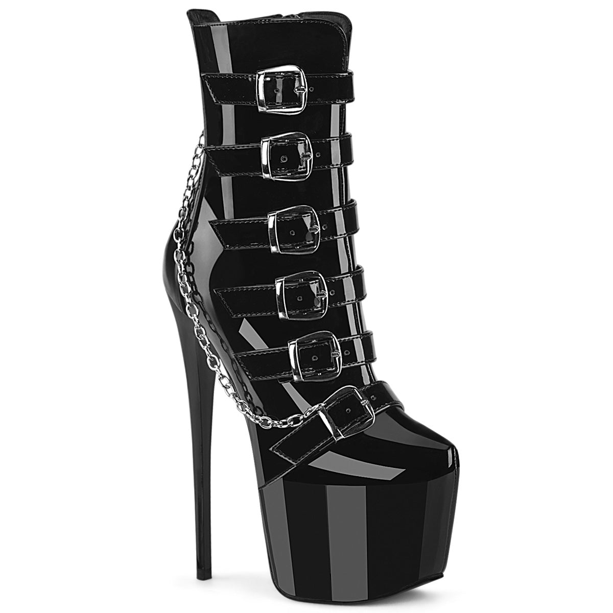 Pleaser Jubilant 1015 Womens 7 Inch Stiletto Heel, Platform Ankle Length Boots with Buckles