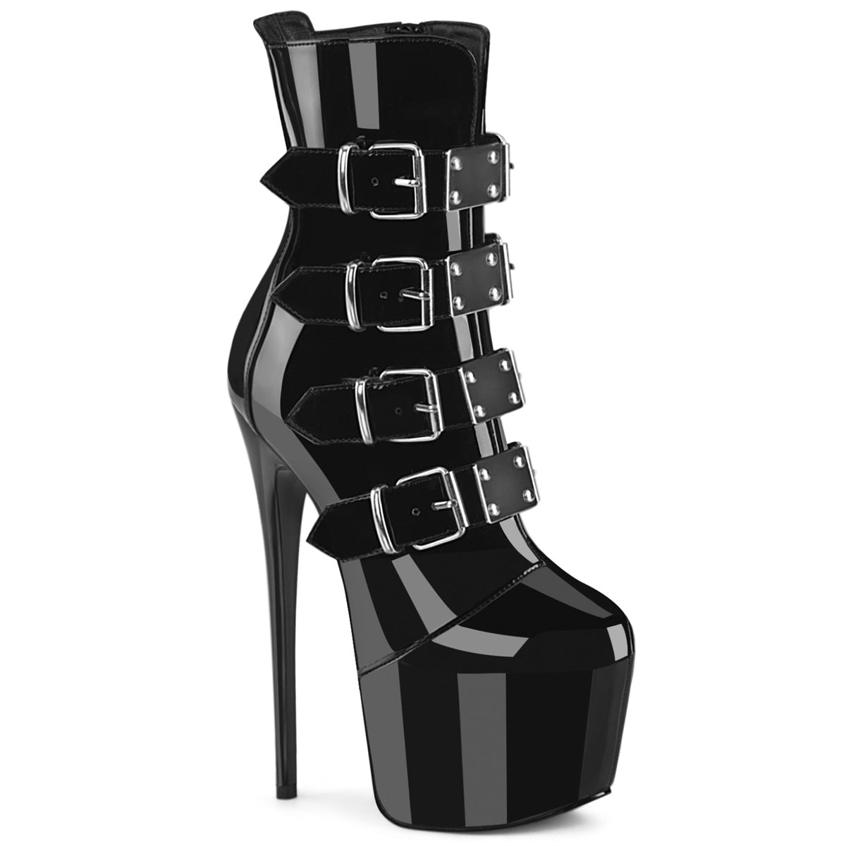 Pleaser Jubilant 1023 Womens 7 Inch Stiletto Heels, Platform Ankle Length Boot with Buckles