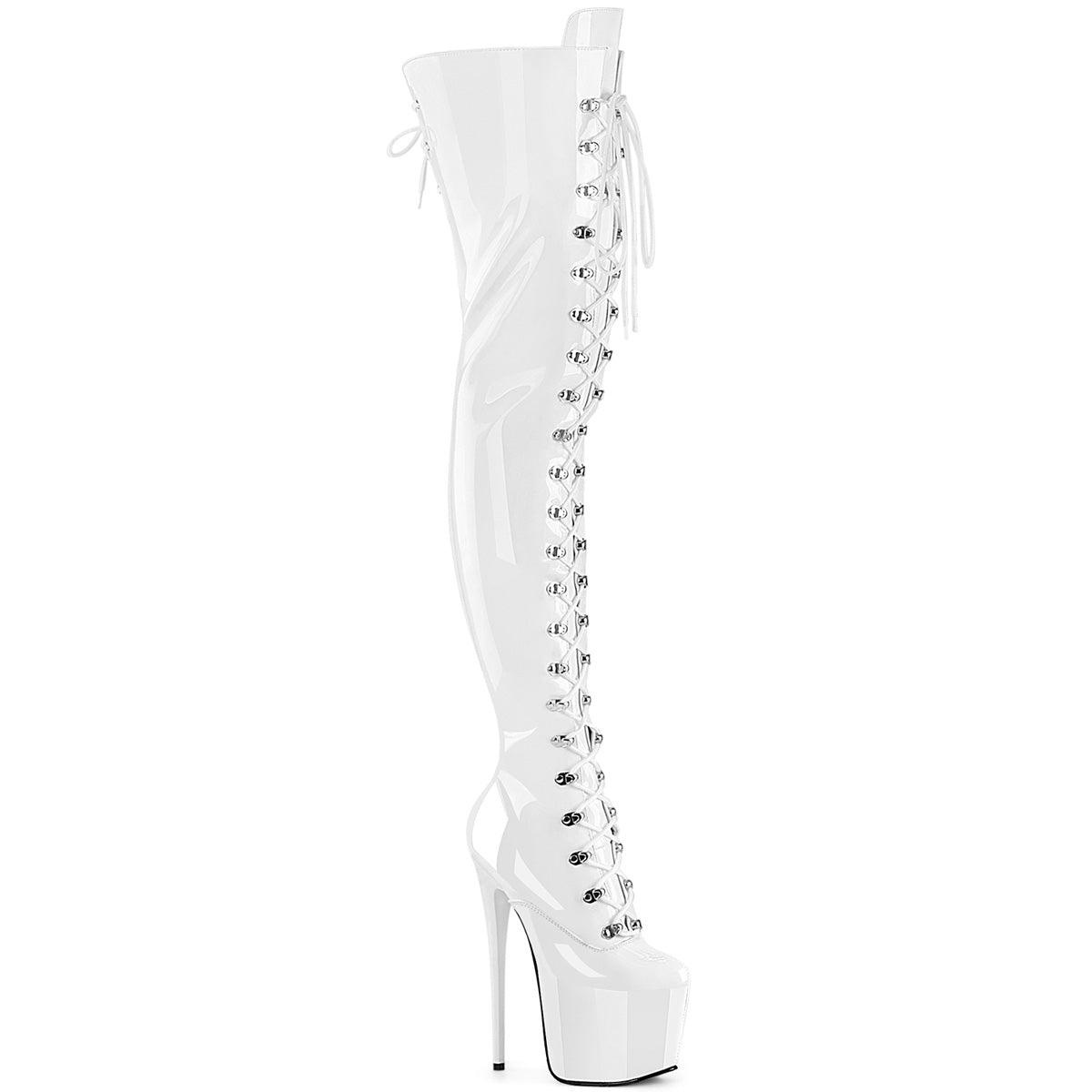 Pleaser Jubilant 4012 Womens 7 Inch Stiletto Heels, Platform Front Laced Crotch Length Boots