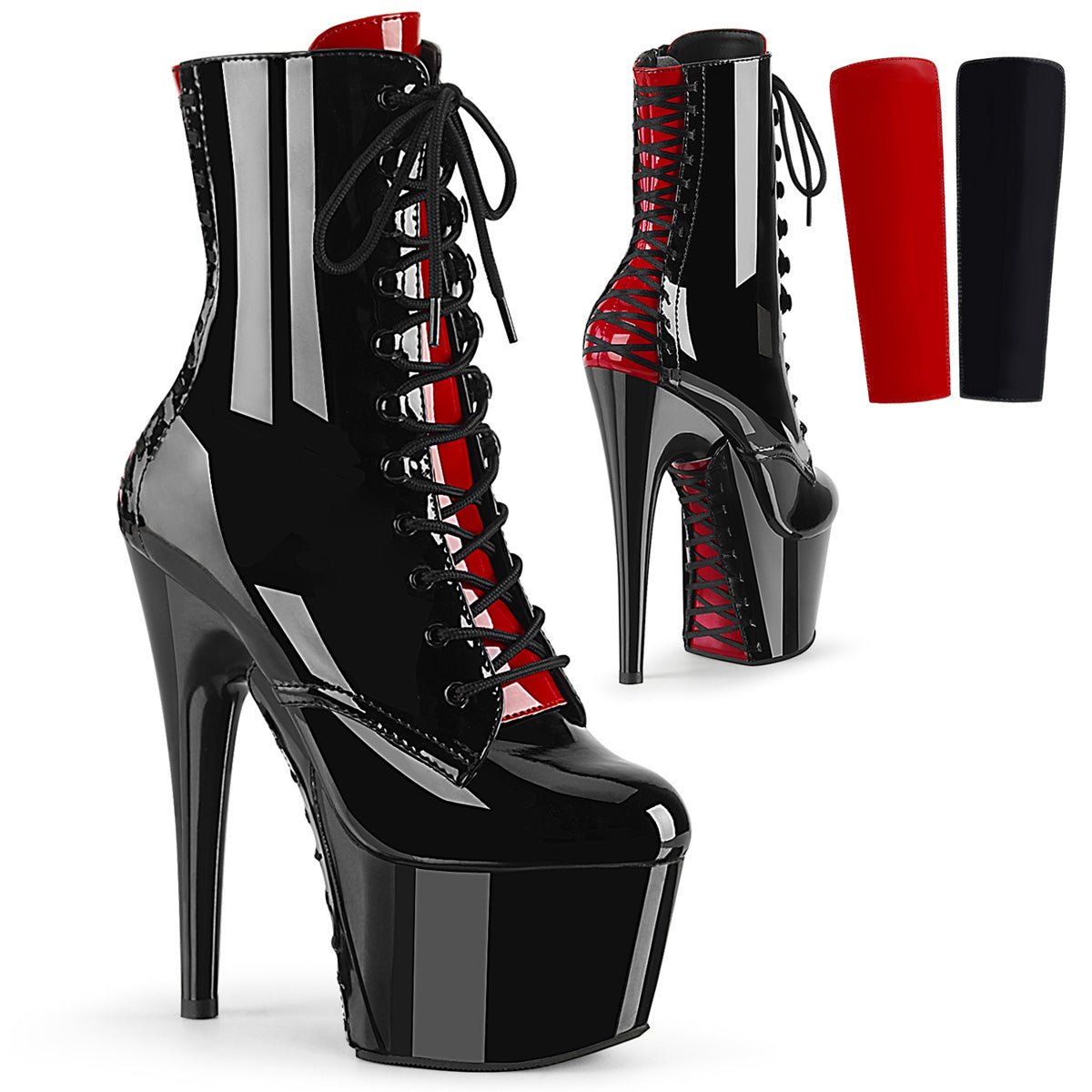 Clearance Pleaser Adore 1020FH Black-Red Size 5UK/8USA