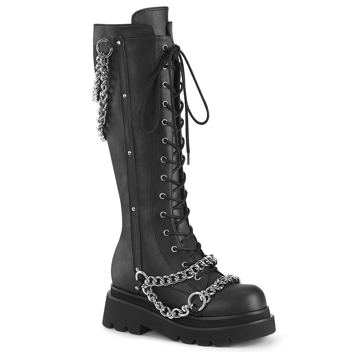 DemoniaCult Renegade 215 2 1/2" Heel Womens Platform Lace-Up Knee High Boots