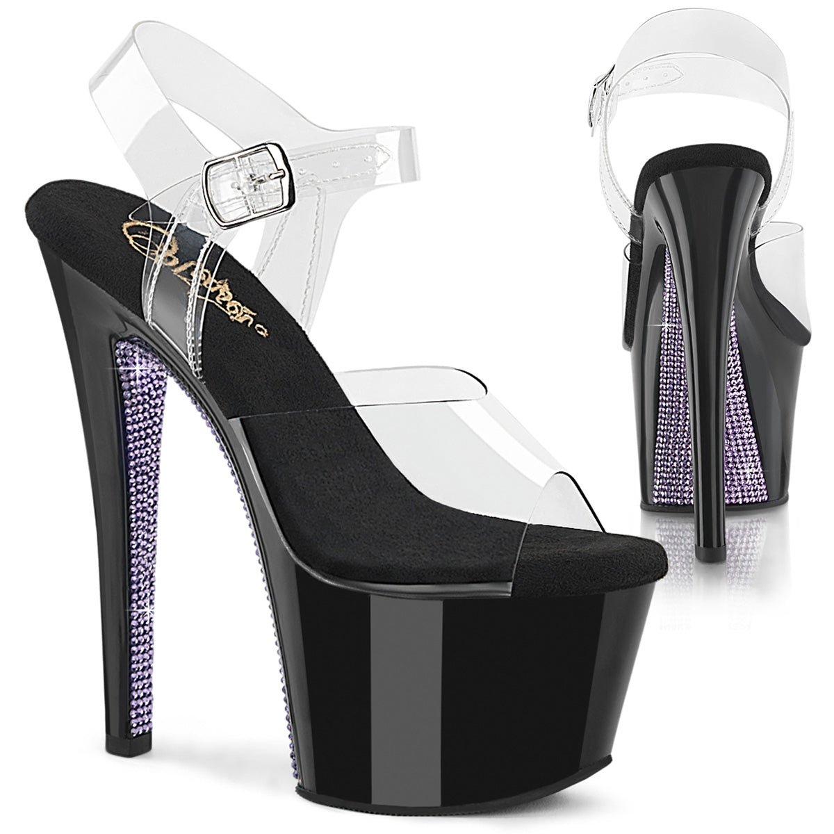 Pleaser Sky 308CRS Womens 7 Inch Heel, Platform Rhinestone Sandal