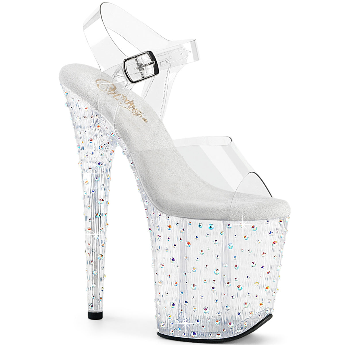 Pleaser Stardance 808 Womens 8 Inch High Heel, Platform Rhinestone Sandals