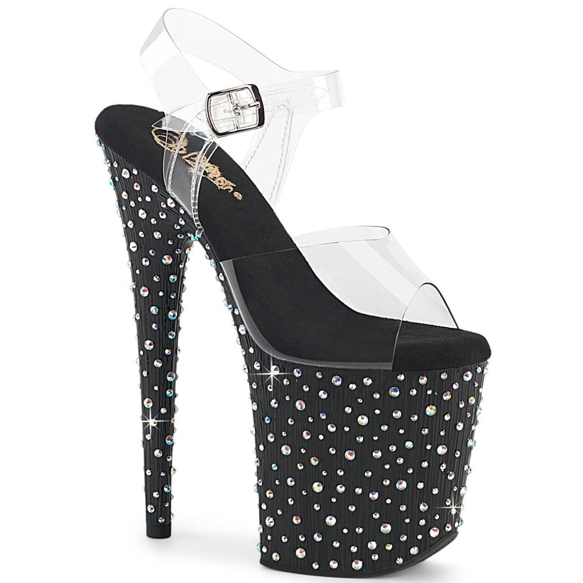 Pleaser Stardance 808 Womens 8 Inch High Heel, Platform Rhinestone Sandals