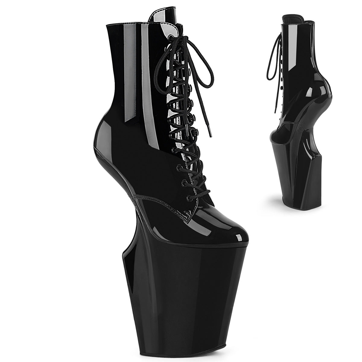 Pleaser Worship 1020 Womens 10" Heelless, Platform Front Lace Ankle Length Boots