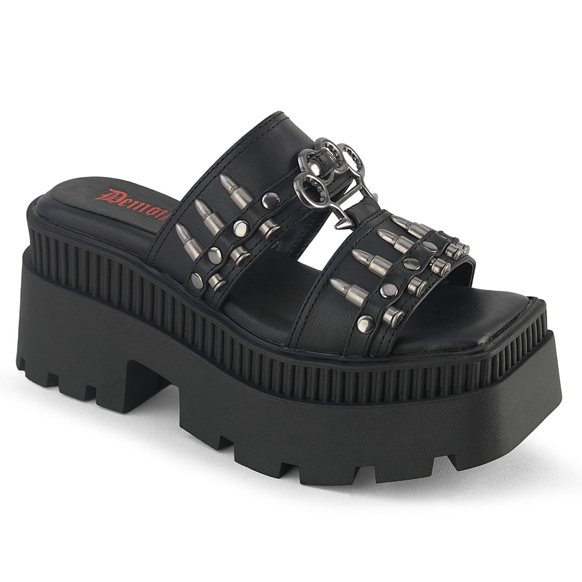 DemoniaCult Wrath 08 Womens 3 1/4 Inch Heel, Platform Double Strap Slide Sandals