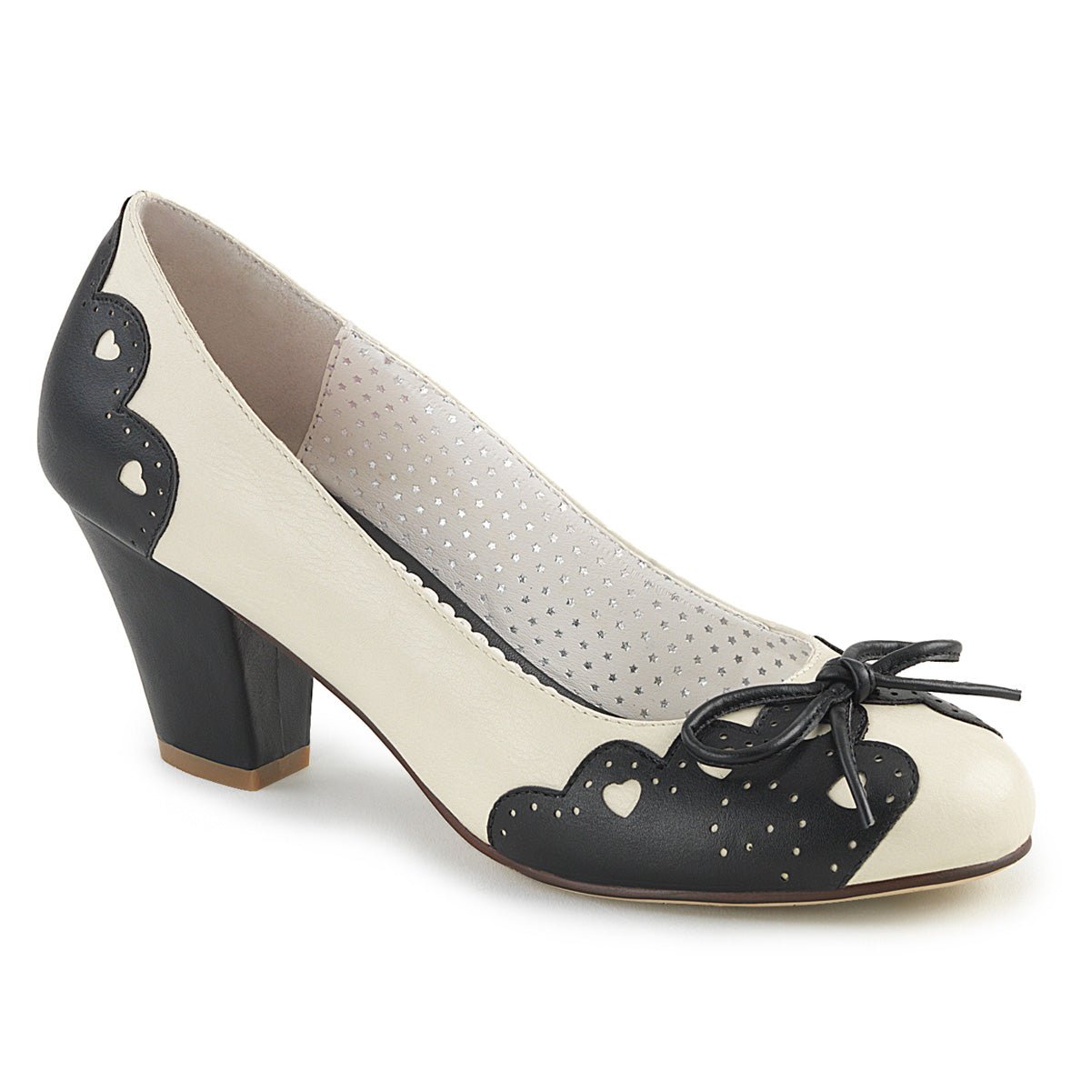 Clearance Pin-Up Wiggle 17 Cream/Black Size 5UK/8USA - From Clearance Sold By Alternative Footwear
