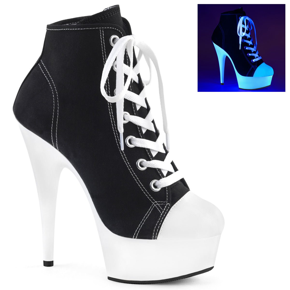 Pleaser Delight 600SK 02 Womens 6 Heel Front Lace Platform Ankle Length Boots